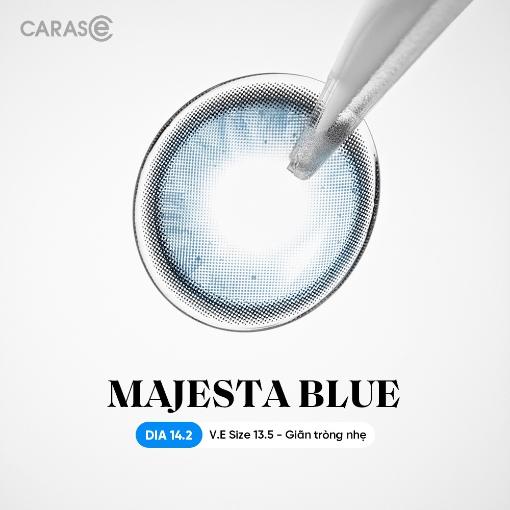 [1 chiếc] Kính áp tròng khoá ẩm 8H 1 Ngày Màu Xanh Dương Nhũ CARASE, Lens cận MAJESTA BLUE