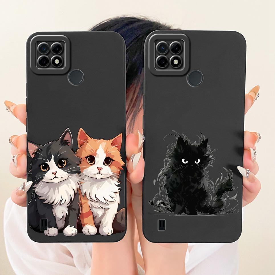 Mèo Trung Quốc Loogn Rồng Hoạt Hình Tranh Vỏ Cho Realme C21 C 21 Ốp Điện Thoại Silicon Mờ Mềm Trên Realme RMX3201