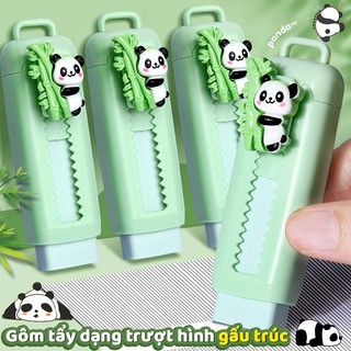 Cục tẩy chì dạng kéo không bụi bẩn thiết kế khổ lớn dễ cầm, tạo hình gấu trúc đáng yêu cho học sinh