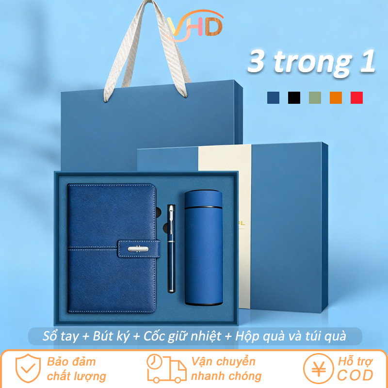 Set Quà Tặng Doanh Nghiệp Cao Cấp - Sổ Da, Bút Ký, Bình Giữ Nhiệt Inox 304, Quà Sang Cho Sinh Nhật, Tốt Nghiệp & Tri Ân