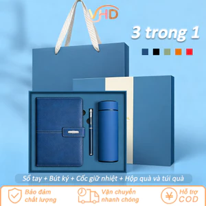 Set Quà Tặng Doanh Nghiệp Cao Cấp - Sổ Da, Bút Ký, Bình Giữ Nhiệt Inox 304, Quà Sang Cho Sinh Nhật, Tốt Nghiệp & Tri Ân