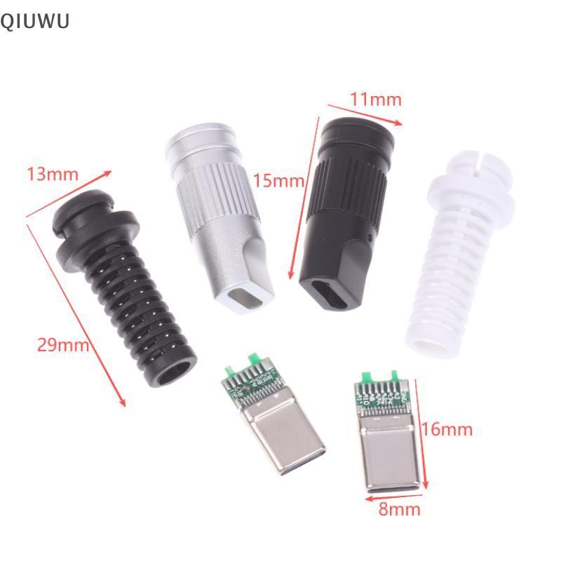 QIUWU 2 / 5 Cái USB3.1 24Pin Type-C Nam 5 Khớp Hàn Cho Điện Thoại Di Động C Đến C Với CC Solder Pad Sửa Chữa DIY Cắm Dữ Liệu.