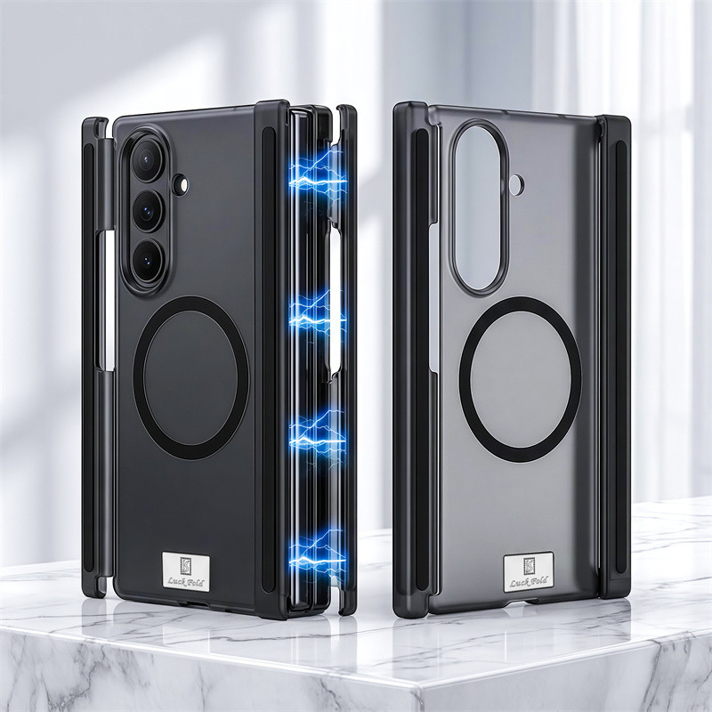 Ốp điện thoại PC bản lề kép từ tính mờ cho Samsung Galaxy Z TriFold Tri-Fold Ốp lưng nhựa hai trục mờ