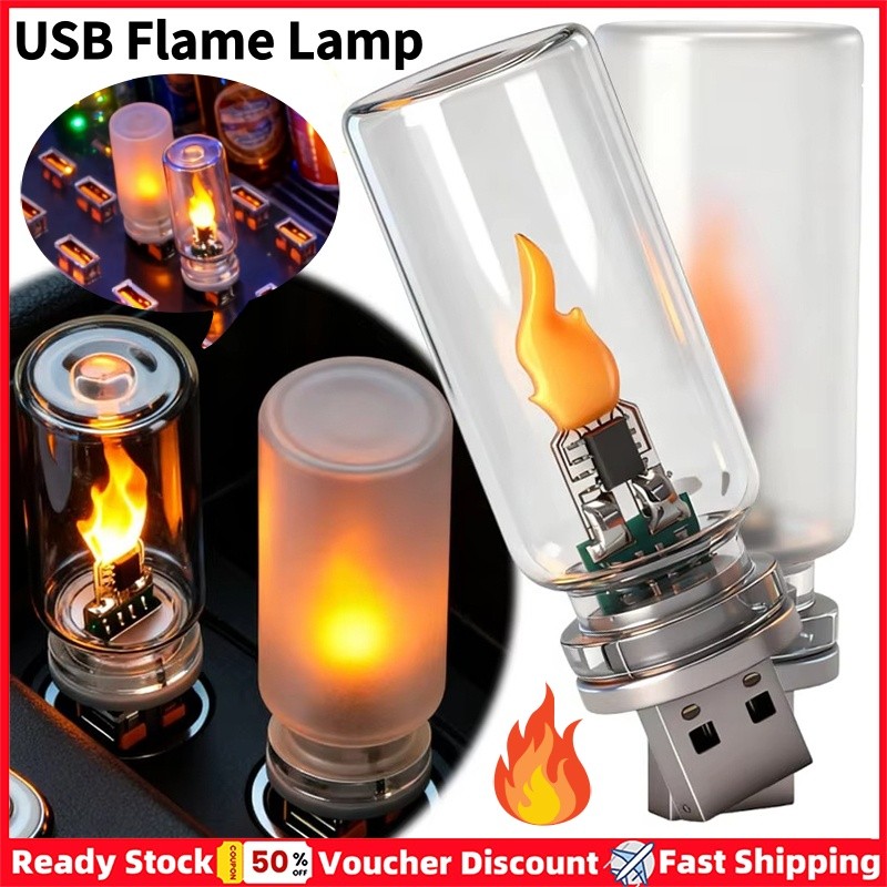 2 Chiếc Mini USB Mô Phỏng Ngọn Lửa DC 5V 1W Nến Đèn Ngủ Bảo Vệ Mắt Xe USB Đèn Xung Quanh Cho Ngày Lễ Nhà Tự Động Trang Trí