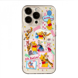 Ốp điện thoại Winnie the Pooh chắp vá cho iPhone 17Air / 16 / 15PLUS / 14 / 13pro Max / 12 / 11 / X / XS / 7 / 8, cá tính thú vị. Vỏ trong suốt, chống thấm nước, chống sốc, vỏ bảo vệ