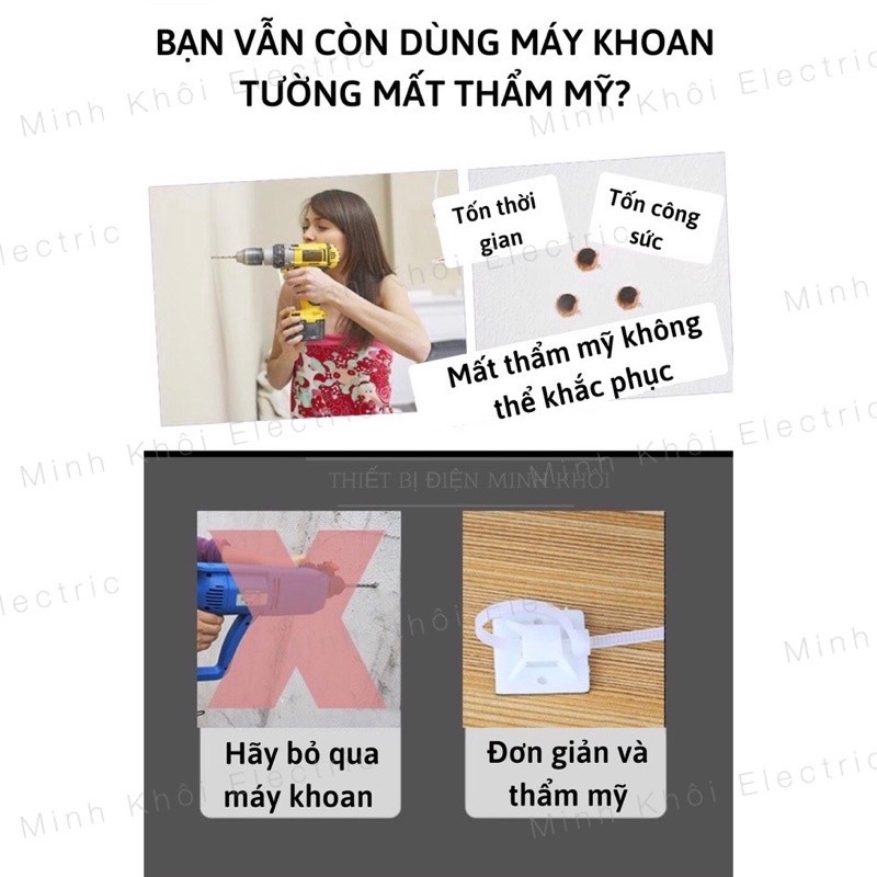 Đế Dán Dây Rút Cố Định Dây Điện, miếng dán giữ dây điện, gối đỡ lạt nhựa