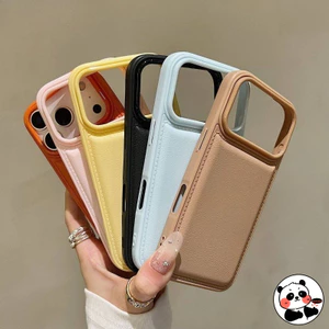 Ốp Điện Thoại Da PU Bulge Cho Vivo Y500 Pro Y300 Y200 GT Y18 Y18i Y18S Y18E Y17S Y16 Y12 Y03 Y03T T2X G2 5G Ốp Lưng Dễ Thương Màu Kẹo Đơn Giản Lớn Lên Chống Rơi Vỏ Mềm