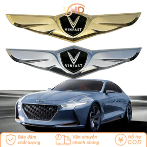 Phụ Kiện Trang Trí Vinfast: Miếng Dán Logo Kim Loại Hình Đôi Cánh Cho Nắp Capo Xe - Tương Thích VF8, VF9, E34