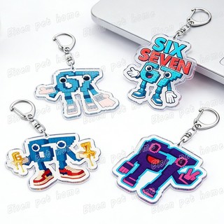 Cute Funny 67 Meme Keychains Ring for Accessories Bag 6 7 Six Seven Cartoon Creative Keyring Jewelry Fans Freinds Gifts
