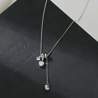 Vòng cổ vàng thật mạ điện micro-ind zircon, thiết kế dây xích xương đòn hiện đại, phù hợp với áo len