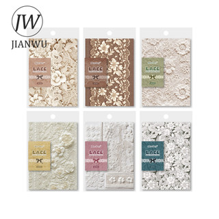 JIANWU Series Vintage Ren Hoa Cứu Trợ Phong Cảnh Cắt Kéo Thêu Sò Chất Liệu Giấy Sáng Tạo DIY Rác Tạp Chí Văn Phòng Phẩm