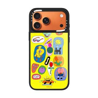 CASECASE X Nền Vàng Minh Họa Ốp Lưng Kính Hút Từ Tính Chống Trầy Xước Cho IPhone 17 Air 16 15 14 Pro Max Plus Ốp Lưng Cứng Có Hộp Khắc Logo