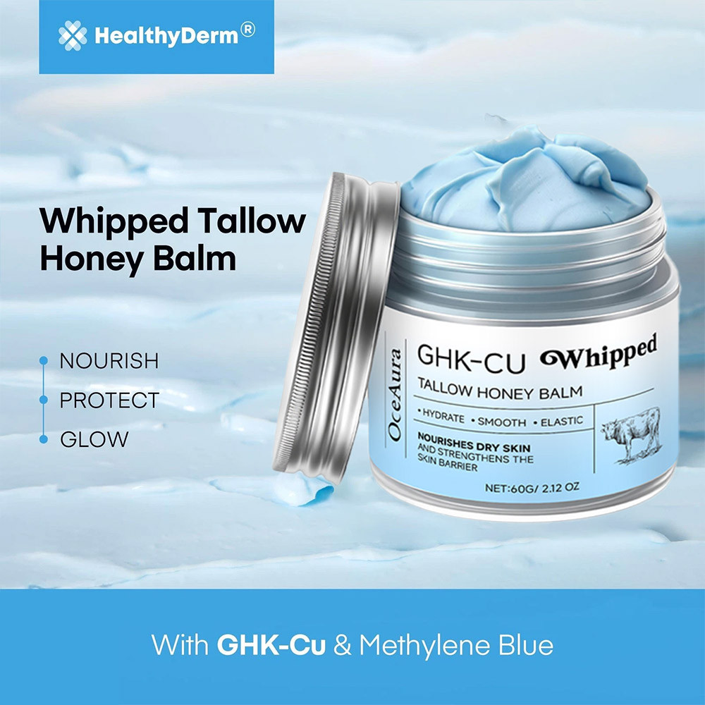 OceAura Tallow Honey Balm, GHK-CU Infused Moisturizer for Dry & Rough Skin