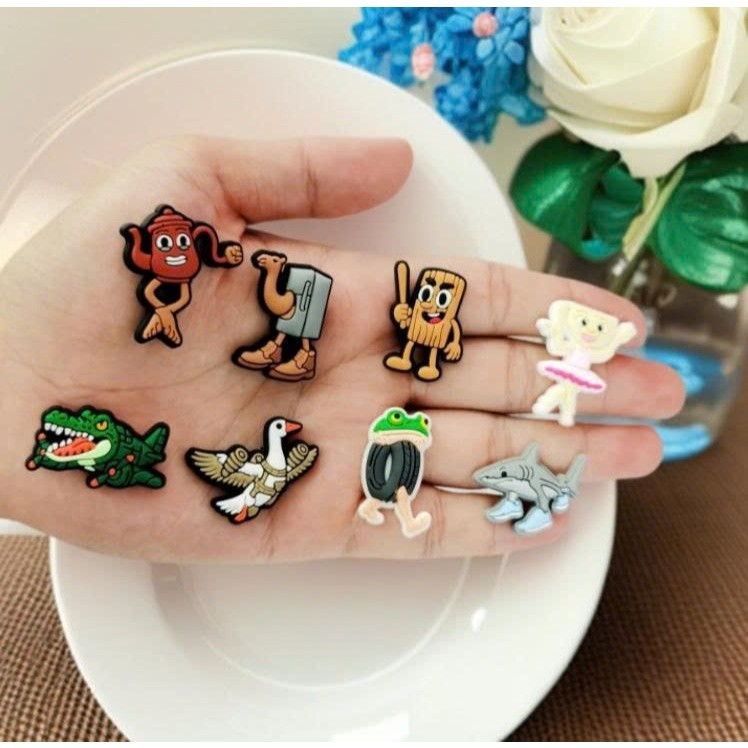 Set 12 Sticker/ Charm gắn dép dẻo Brain Rot - Tung tung tung xahur dẻo