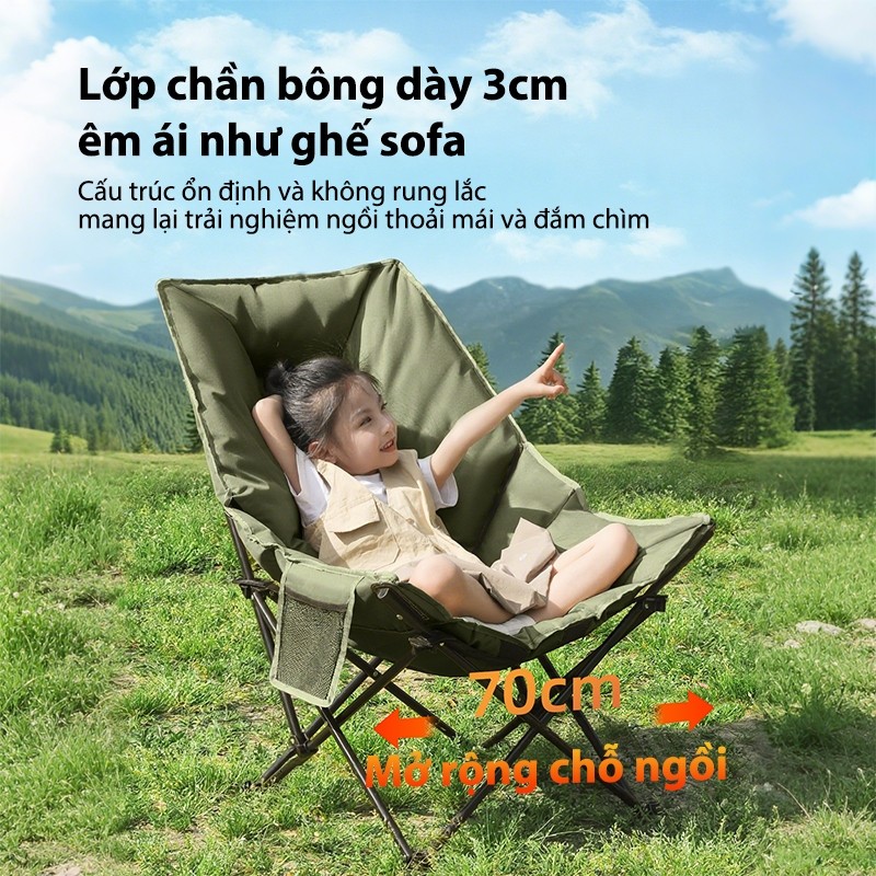 ghế gấp gọn Được nhồi bằng cotton 3cm, thoải mái và mềm mại, Tựa lưng có thể điều chỉnh，Tải trọng 150kg