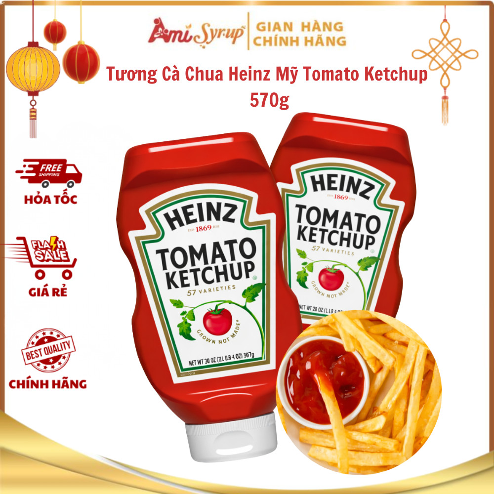 Tương Cà Chua Heinz Mỹ Tomato Ketchup Úp Ngược 570g, Thơm Ngon Đậm Vị