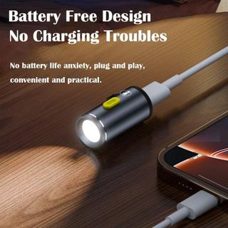 Đèn pin Mini SERENDI, Type-C có dây buộc Móc khóa Đèn pin, Cắm trại di động Hợp kim nhôm bỏ túi Đèn pin chiếu sáng ngoài trời