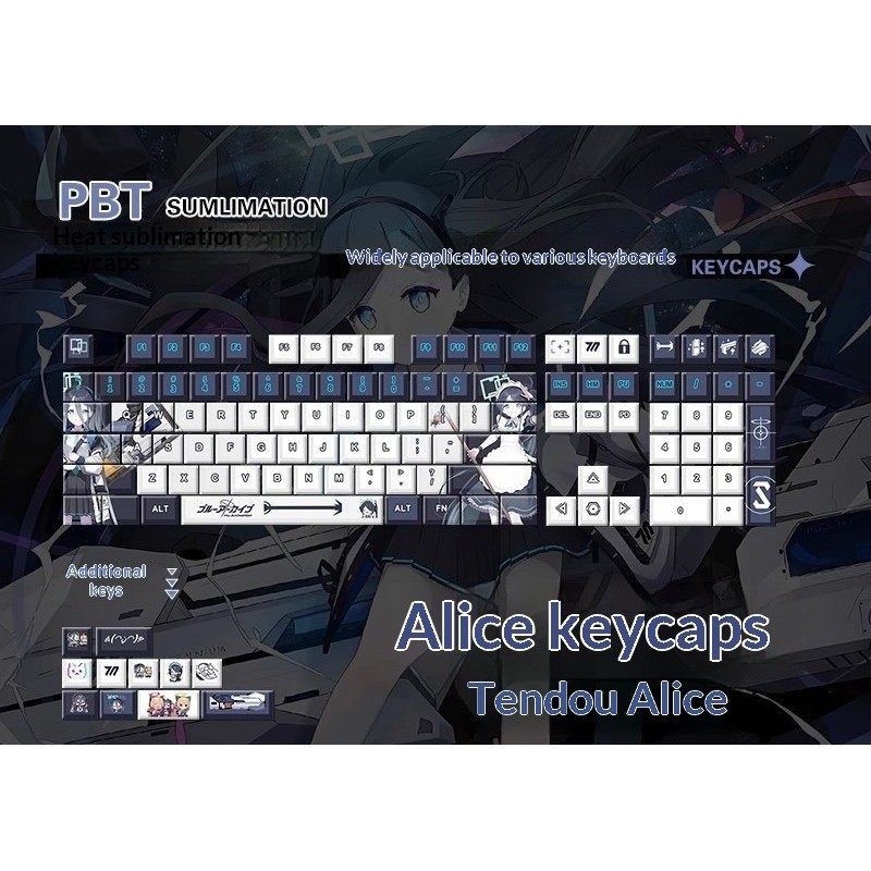 Bộ Keycap Anime Tenshi Alice PBT Dye-Sub Full Layout  Cherry Profile | KCAP - World of keycaps