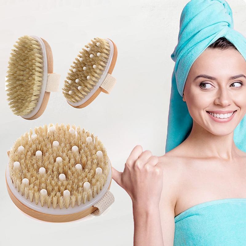 GOAY 1 Cái Tẩy Tế Bào Chết Bằng Gỗ Massage Toàn Thân Bàn Chải Tắm Lông Tự Nhiên Bàn Chải Mềm SPA Người Phụ Nữ Người Phụ Nữ Chăm Sóc Da Ướt Khô Body Brush VN