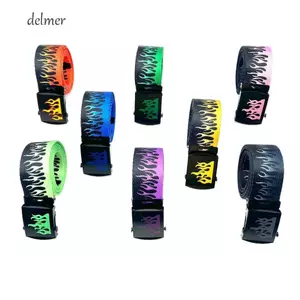 Thắt lưng vải DELMER, Thắt lưng vải ngọn lửa bên rộng, Dây thắt lưng nam phong cách Hàn Quốc đơn giản Hip Hop