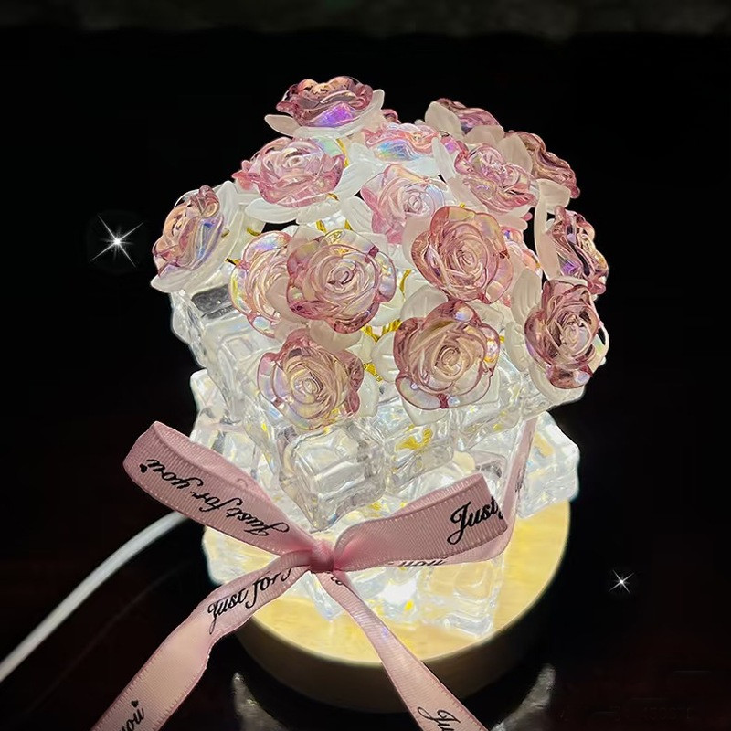 Đèn Ngủ Handmade Hình Hoa Hồng DIY - Trang Trí Nhà Sáng Tạo Cho Phòng Khách, Hành Lang, Quà Tặng Valentine Ý Nghĩa