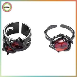 Nhẫn Zircon Đỏ Đậm Y2K Retro, Phù Hợp Cho Cặp Đôi