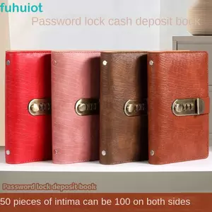 Chất kết dính tiền tiết kiệm FUHUIOT, có khóa mật khẩu Ví lưu trữ Chất kết dính ngân sách có khóa, Dễ sử dụng 50 tờ A6 Mô phỏng cá sấu da PU Người tổ chức kế hoạch gia đình
