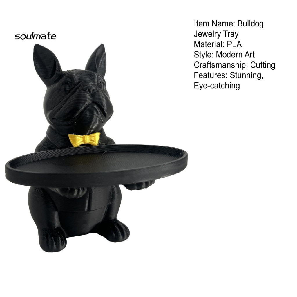 Linh hồn| Khay đựng đồ trang sức Bulldog Khay đựng chìa khóa Bulldog hiện đại Khay đựng đồ trang sức Kẹo – Bàn cà phê lối vào sành điệu Trang trí bàn làm việc văn phòng Hoàn hảo cho gia đình