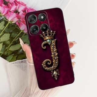 Dành Cho Motorola Moto G67 Power / Moto G57 Power XT2537-5 Vương Miện Thời Trang Ban Đầu Chữ Cặp Đôi Ốp Lưng Điện Thoại Silicon Màu Đen Mềm