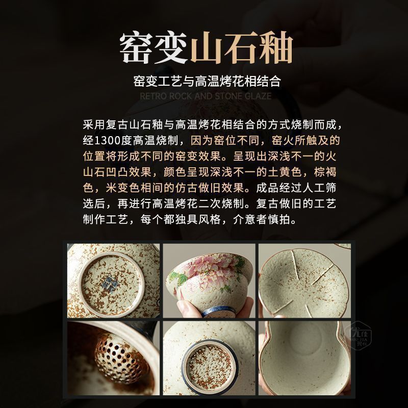 Retro Xanh Trắng Đá Lửa Đen Trà Hoa Mẫu Đơn Master Cup Cốc Hộ Gia Đình Cao Cấp Giá Trị Cao Cấp Cốc Trà Cá Nhân 26.3.2 7UQ3