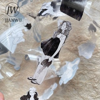 JIANWU 50mm * 10m Vintage Cô Gái Nhân Vật Phong Cảnh Chất Liệu Cắt Băng Thêu Sò PET Sáng Tạo DIY Tạp Chí Văn Phòng Phẩm