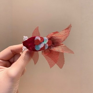 1 cặp kẹp tóc nơ lưới đỏ