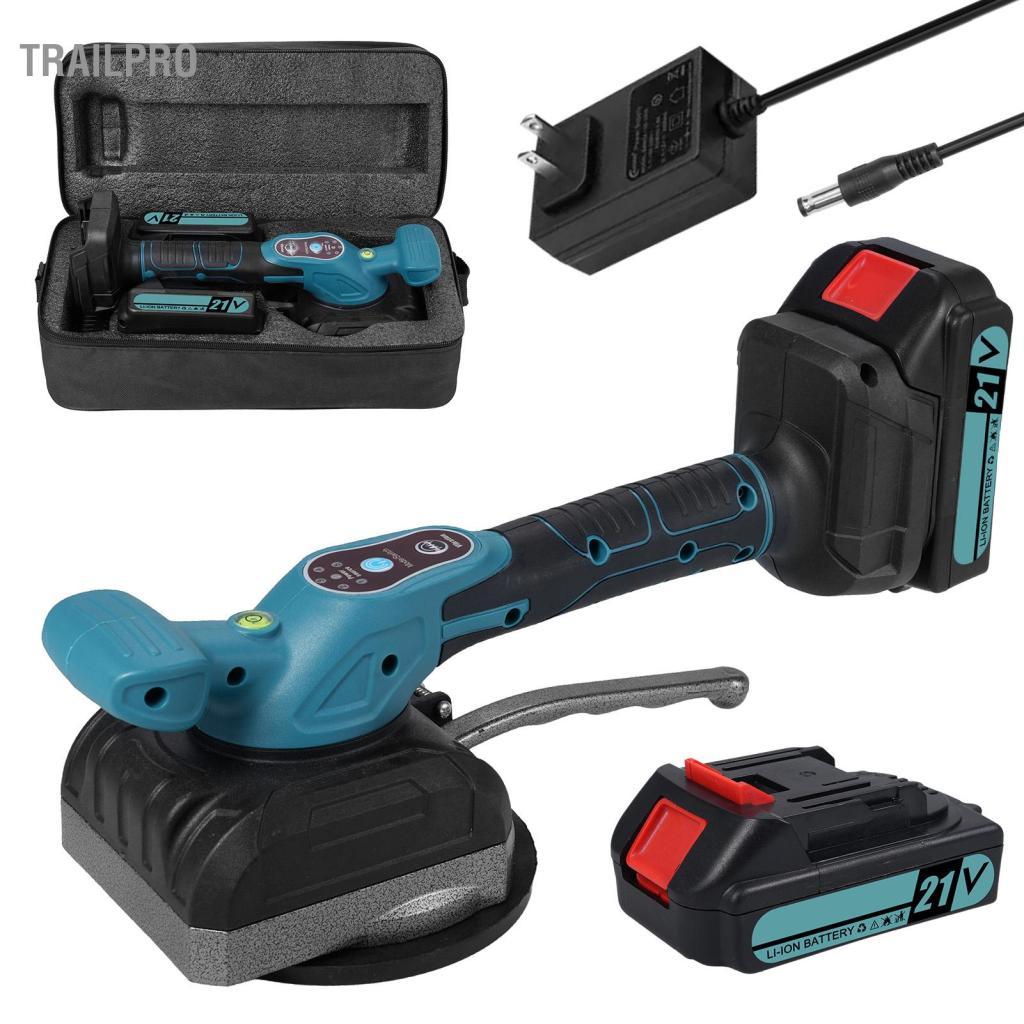 TrailPro Máy san phẳng gạch TrailPro Công cụ ốp lát 21V với 5 tốc độ có thể điều chỉnh Khả năng chịu tải cao Gạch lát sàn tường Máy rung cốc hút mở rộng Máy san phẳng bong bóng