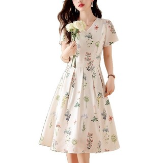 Đầm Hoa Nhí Tiểu Thư  Váy Xòe Nữ Tính Thanh Lịch Phong Cách Hàn Quốc