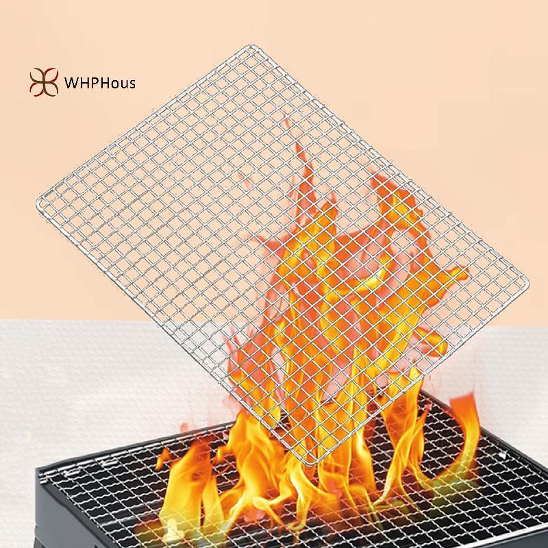 Thép không gỉ 304 Lưới nướng vuông/chữ nhật, thảm chống dính, dùng nướng bánh/cắm trại, ngoài trời