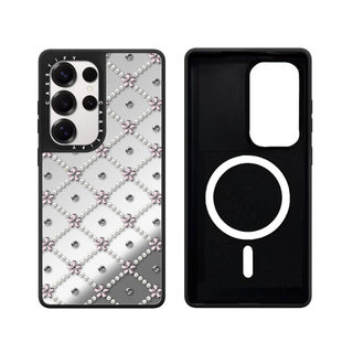 Ốp Lưng Phone Case Cứng Gương Hoa Sọc Từ Tính Cho Samsung Galaxy S26 25 24 23 UItra S26 25 24 23 Plus Vỏ Bảo Vệ Chống Sốc