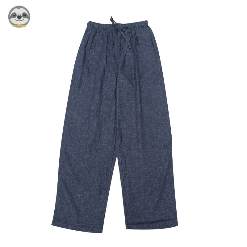 Nhật Bản không in/cặp đôi màu quần với dây rút/nam và nữ 100% cotton đôi lớp sợi kẻ sọc sóng điểm ngủ quần/bên ngoài có thể mặc