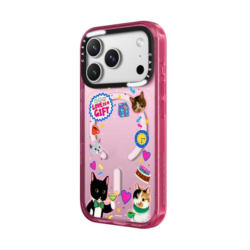 CASECASE X Love is a Gift Phone Case Black / Sky Blue / Pink Fizz Candy Collection Color Clear Hard Hard Magnet Impact Case cho IPhone 13 14 15 16 17Pro Max Plus Có Hộp