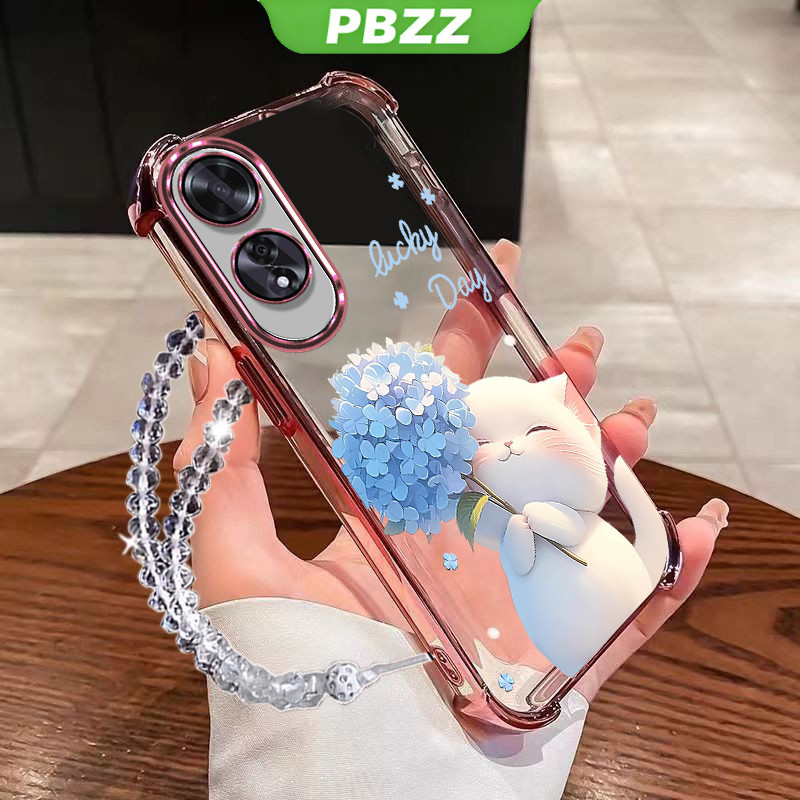 Ốp Lưng Cho OPPO A60 4g Vỏ Điện Thoại Vỏ Mềm Silicon Chống Sốc Thiết Kế Mới Thẩm Mỹ Trong Suốt Hoạt Hình Mèo Vòng Tay Cho Bé Gái SJSLLSHM01