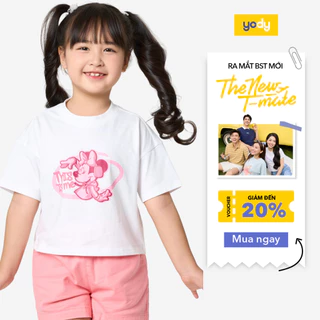 Áo thun trẻ em YODY dáng croptop vải cotton thoáng mát GKTS25S264