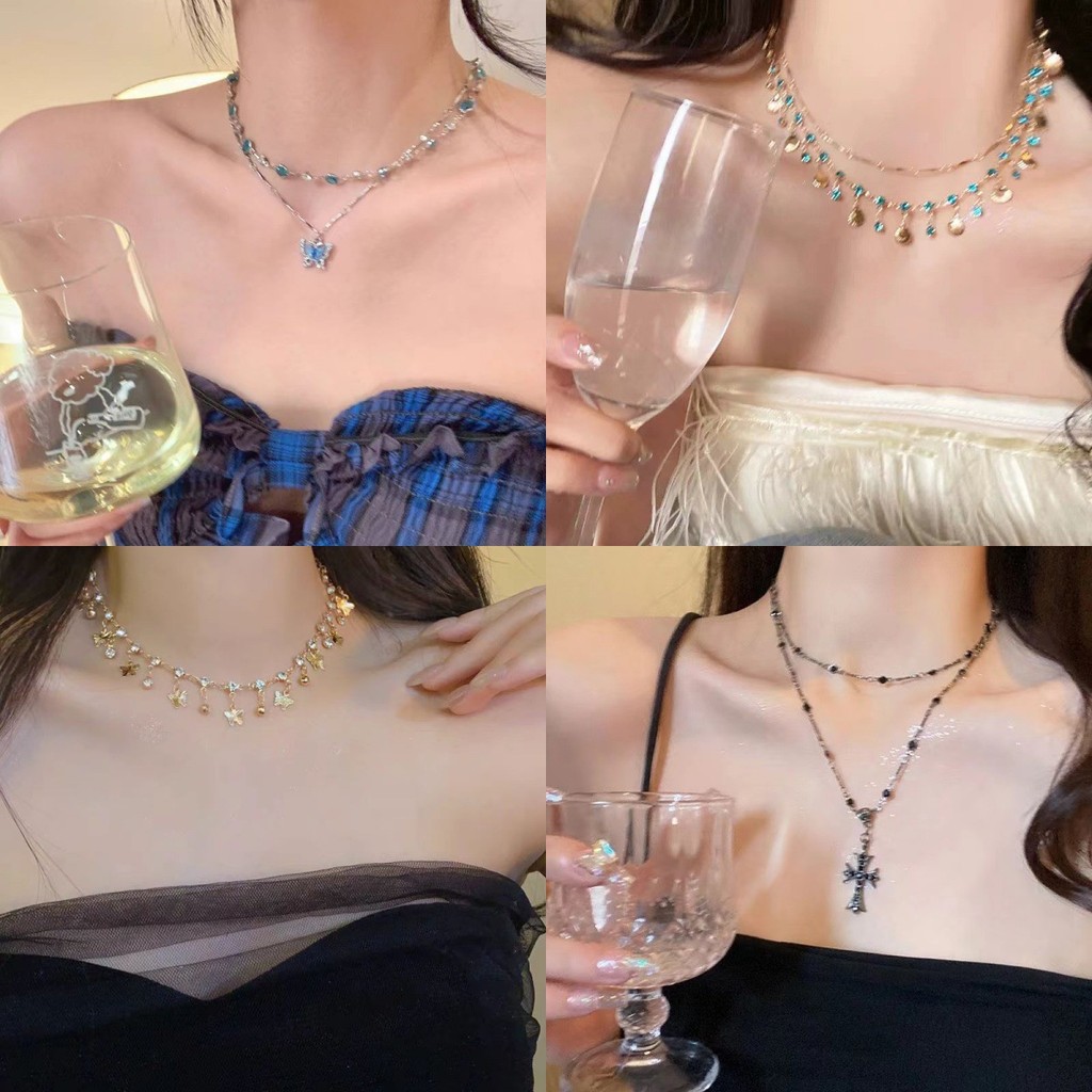Lấp lánh ánh sáng xa xỉ xương đòn chuỗi vòng cổ nữ ins thủy triều tinh tế khí chất trăm đáp ứng cổ chuỗi trang sức