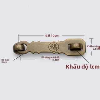 Khóa cửa đồng nguyên chất cổ, chốt bu lông chắc chắn cho cửa gỗ, kiểu dáng truyền thống
