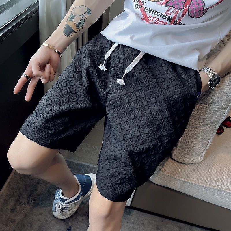 Quần short nam dài đến đầu gối, màu trơn, có thắt lưng