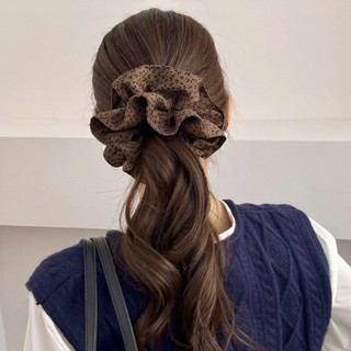 Dây buộc tóc retro da báo scrunchy cao su đầu hoa, phong cách mới cho thu đông