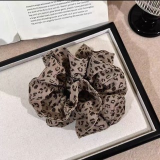 Dây buộc tóc retro da báo scrunchy cao su đầu hoa, phong cách mới cho thu đông