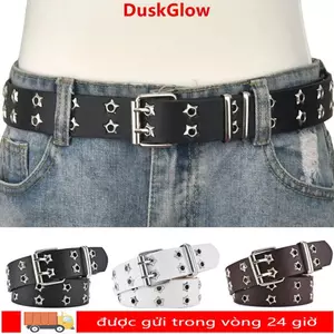 Thắt lưng da Gothic DUSKGLOW phong cách Punk Rock và Hip Hop, khóa chốt đôi
