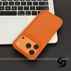 Ốp Lưng Cho IPhone 16 15 11 17 13 14 12 Pro Max Air XR X XS MAX 16 Plus Bìa mềm chống sốc kết cấu da đơn giản màu cam