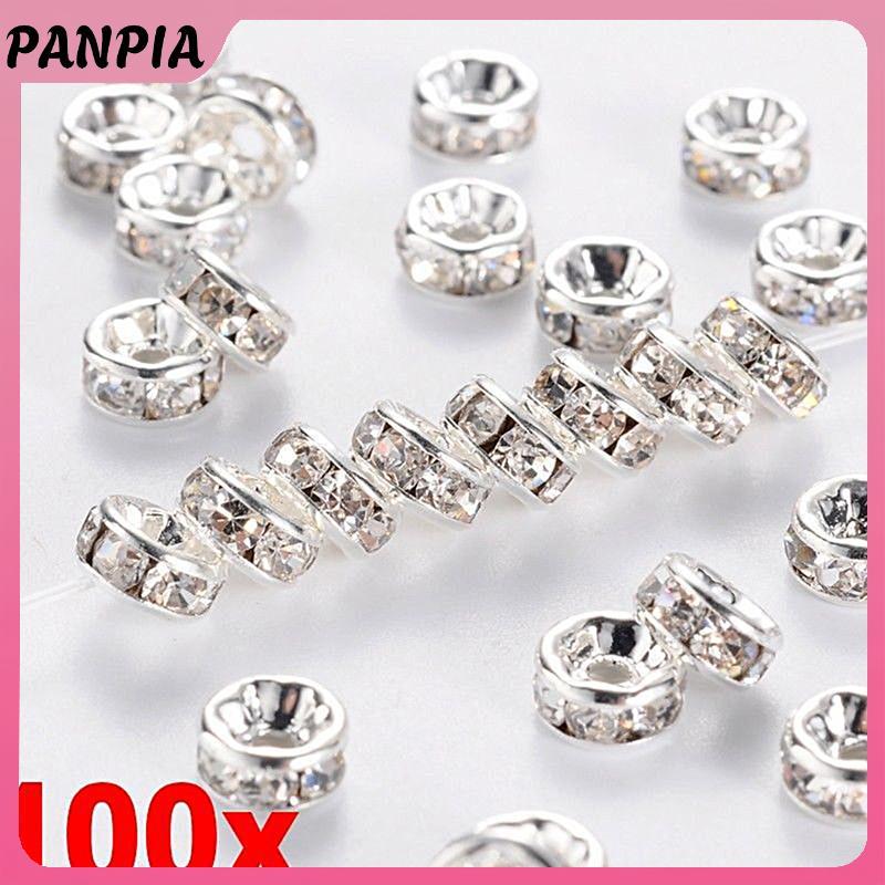 PNPIA - 100 Hạt Rondelle Giả Kim Cương Bạc Vàng Pha Lê, Size 6mm &amp; 8mm, Mới Cho DIY