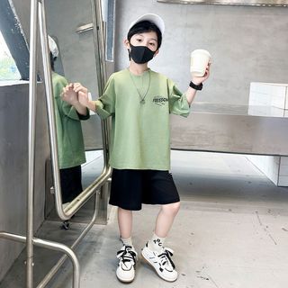 Bộ đồ bé trai mùa hè phong cách năng động - áo thun tay ngắn form rộng quần short mát nhẹ cá tính