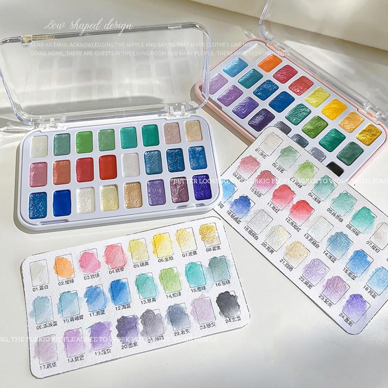 MUQV 24 Màu Móng Tay Chắc Chắn Sắc Tố Aurora Ngọc Trai Móng Tay Nghệ Thuật Màu Nước Bảng Kim Loại Sơn Vẽ Chrome Thạch Anh Bột Móng Tay Gradie n